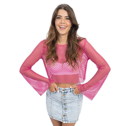 Rosa Fischnetz-Top für Damen