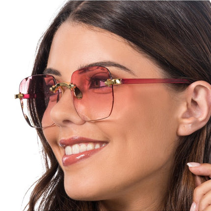Rosa randlose Brille mit Farbverlauf