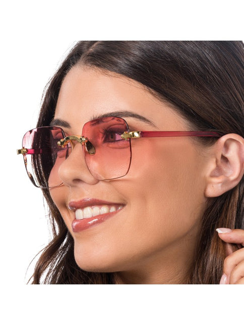 Rosa randlose Brille mit Farbverlauf