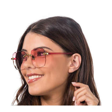 Rosa randlose Brille mit Farbverlauf