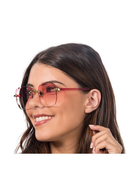 Rosa randlose Brille mit Farbverlauf