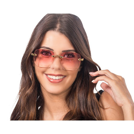 Rosa randlose Brille mit Farbverlauf