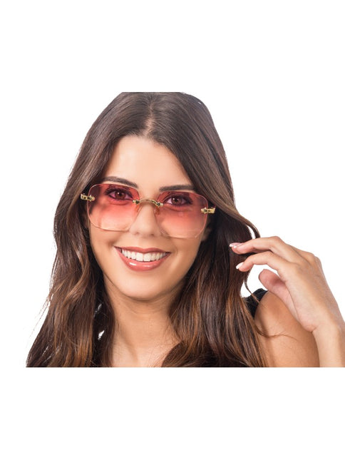 Rosa randlose Brille mit Farbverlauf