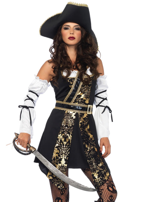Piraat Jurk Zwart Wit Dames Leg Avenue - Partywinkel - 714718518350