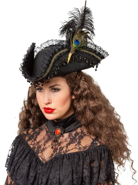 Piraten Hoed Met Pauwenveer van Orlob koop je bij Partywinkel