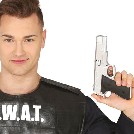 Pistool Zilver 24cm van Fiestas Guirca koop je bij Partywinkel