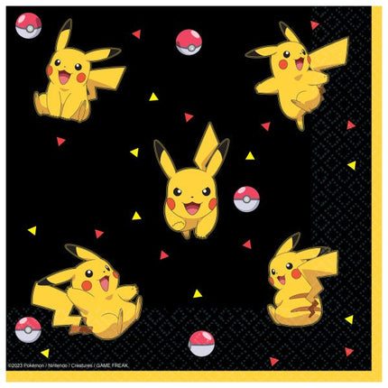Pokemon Servetten Zwart Geel 33cm 16st van Riethmueller koop je bij Partywinkel