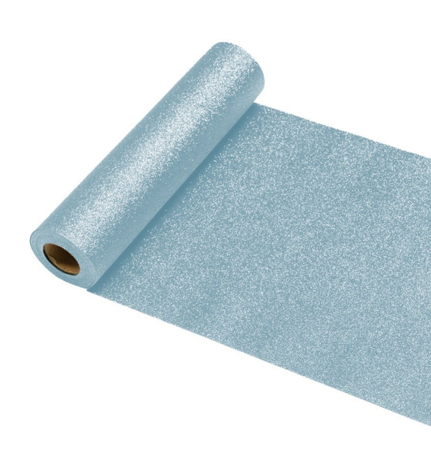 Hellblauer Tischläufer Glitter 5m
