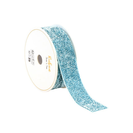 POLARBLAUES GLITZERBAND 25 MM X 3 M