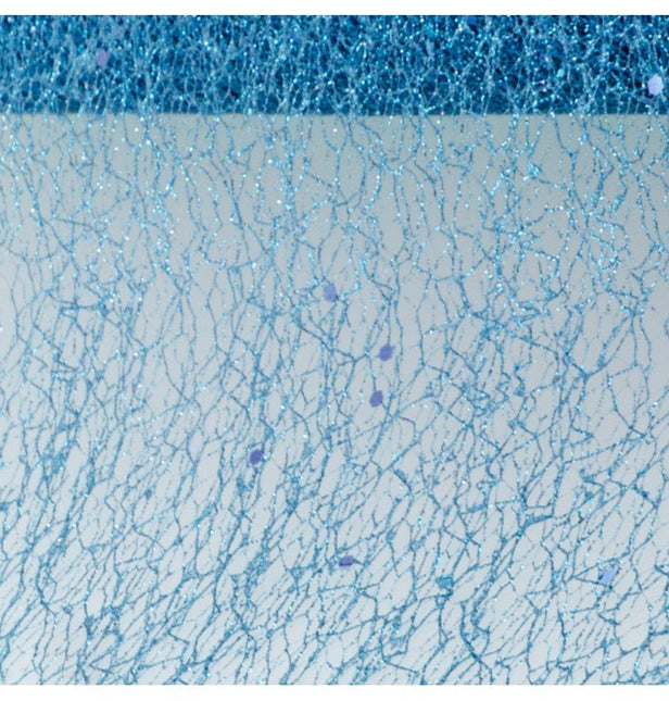 POLAR BLUE GLITTERED TABLE RIBBON 10CM X 5M van CHAKS koop je bij Partywinkel