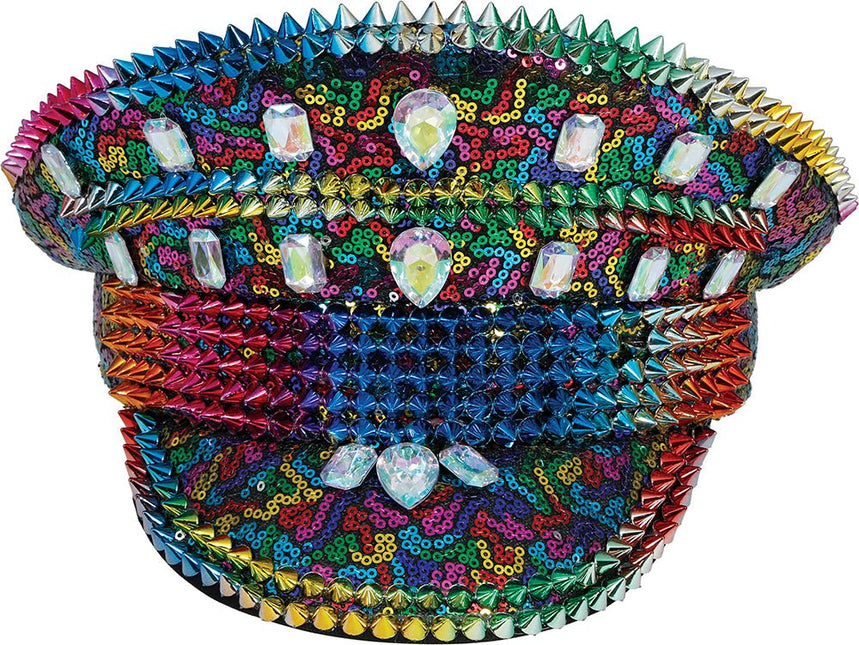 Police multicolor hat with studs, adult van Fiestas Guirca koop je bij Partywinkel