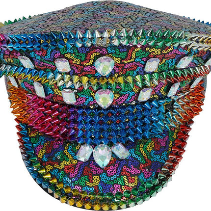 Police multicolor hat with studs, adult van Fiestas Guirca koop je bij Partywinkel