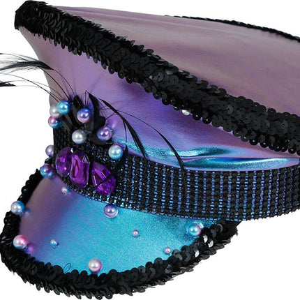 Police purple hat with feathers, adult van Fiestas Guirca koop je bij Partywinkel