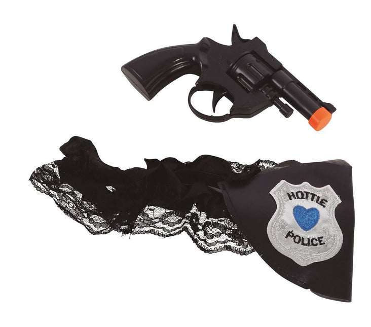 Politie Kousenband met Nep Geweer en Holster van Fiestas Guirca koop je bij Partywinkel