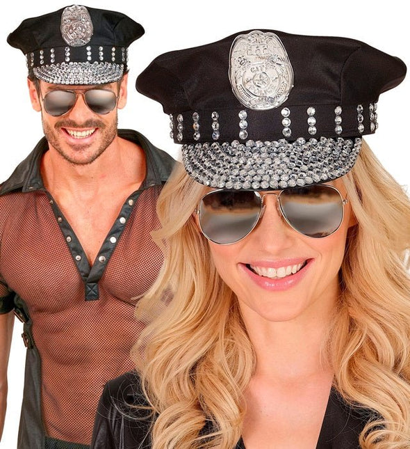 Politie Pet Zwart Stras Steentjes van Widmann koop je bij Partywinkel