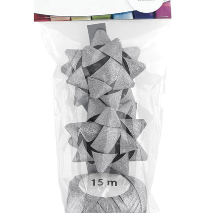 Polyband Kombi-Set Glitzer Silber (1 Ei, 2 Rosetten)