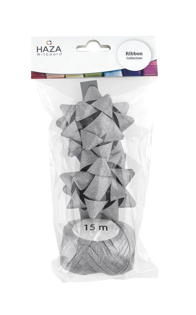 Polyband Kombi-Set Glitzer Silber (1 Ei, 2 Rosetten)