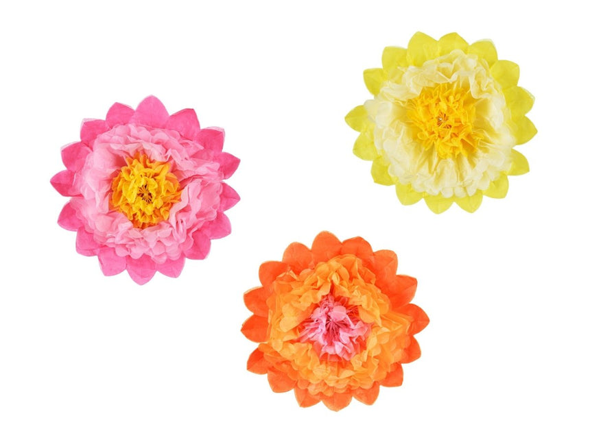 Pompons Bloemen 3st van Partydeco koop je bij Partywinkel