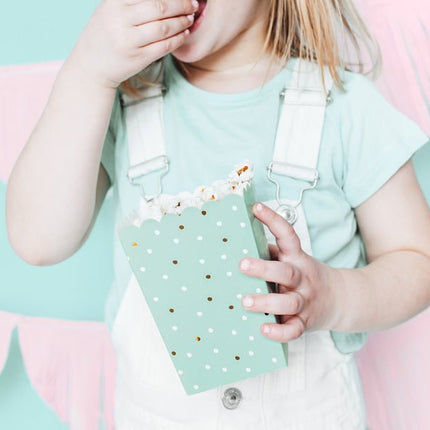 Popcorn Bakjes Mint Groen 12,5cm 6st van Partydeco koop je bij Partywinkel