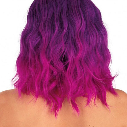Pruik Alicia Half Lang Met Wave Paars Naar Pink van PartyXplosion koop je bij Partywinkel