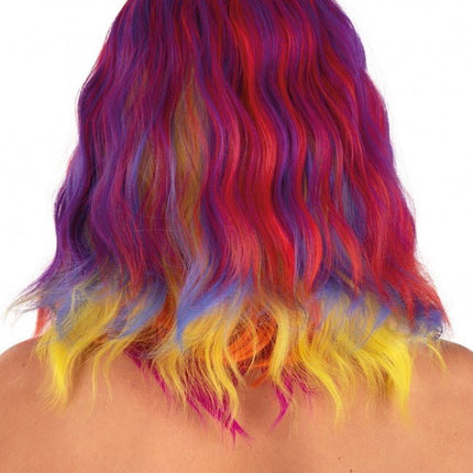 Pruik Alicia Half Lang Met Wave Rood, Geel En Oranje van PartyXplosion koop je bij Partywinkel