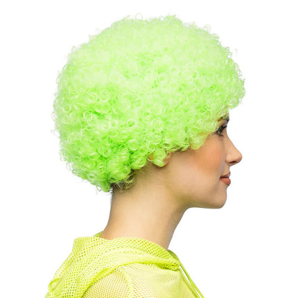 Pruik Curly neongroen UV van Boland koop je bij Partywinkel