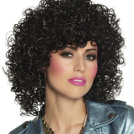 Pruik Kort Haar Krul Zwart van Boland koop je bij Partywinkel