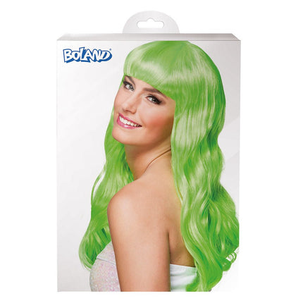 Pruik Lang Haar Lime Groen van Boland koop je bij Partywinkel