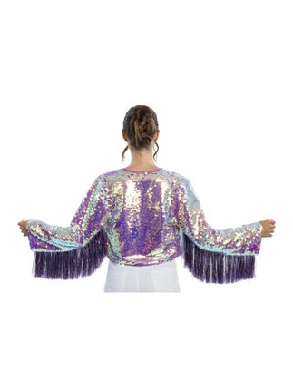 Lila, schillernde Paillettenjacke für Damen
