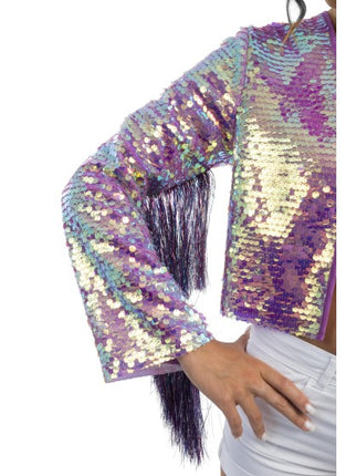 Lila, schillernde Paillettenjacke für Damen