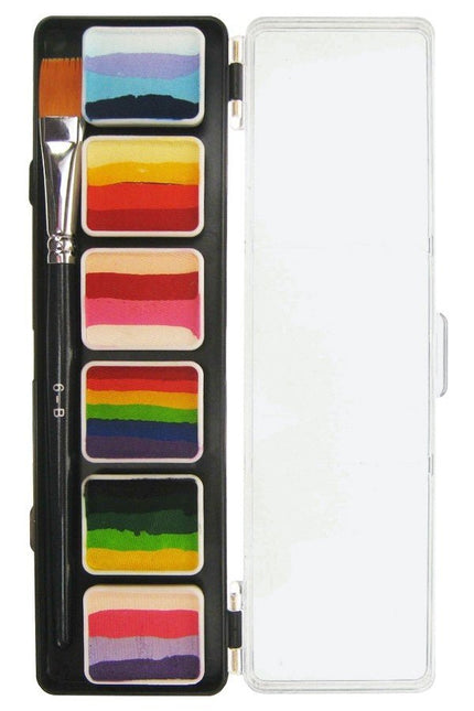 PXP 6 X 6gr Splitcake Palet With A Brush Size 6 - B. van PXP Professional Colours koop je bij Partywinkel