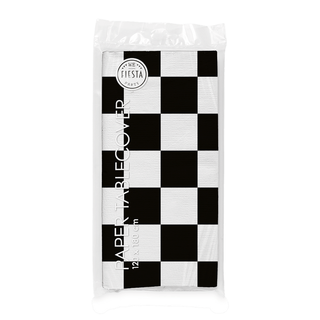 Race Tafelkleed Zwart Wit 1,2m van WeFiesta koop je bij Partywinkel