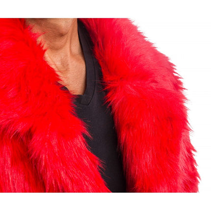 Roter Kunstpelzmantel - Unisex