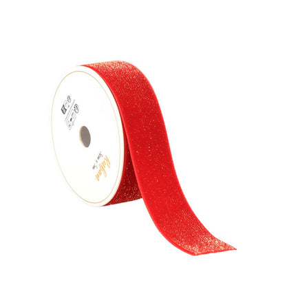 ROT SCHIMMERNDES SAMTBAND 25 MM X 3 M