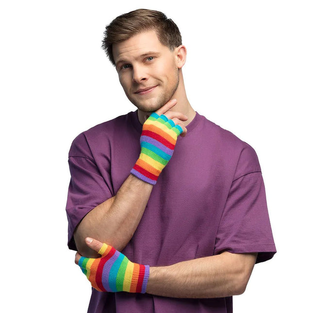 Regenboog Handschoenen Vingerloos van Boland koop je bij Partywinkel