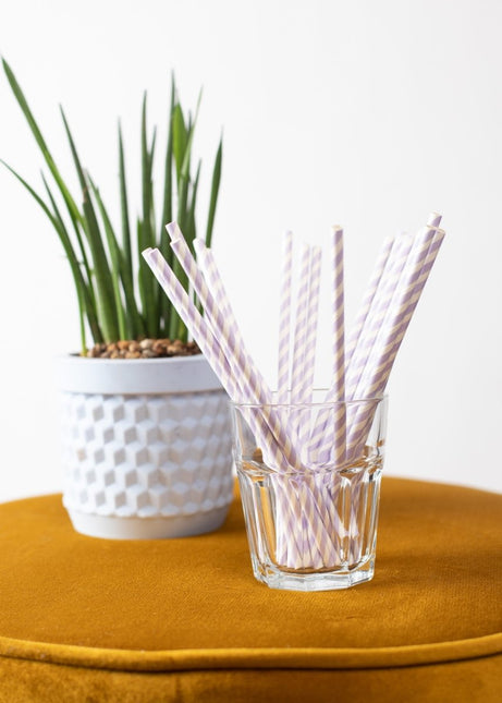 Rietjes Paars Gestreept 19cm 20st van WeFiesta koop je bij Partywinkel