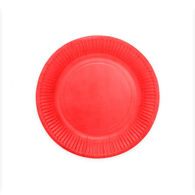 Rode Borden Papier 23cm 16st van WeFiesta koop je bij Partywinkel