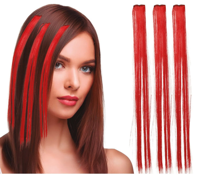 Rode Hair Extension 50cm 3st - Partywinkel - 8434077481370