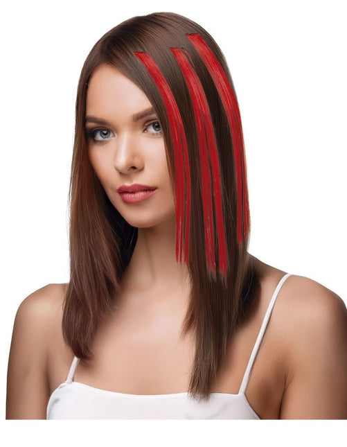 Rode Hair Extension 50cm 3st - Partywinkel - 8434077481370