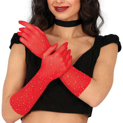 rote handschuhe kaufen Rote Handschuhe Glitter 30cm – Partywinkel