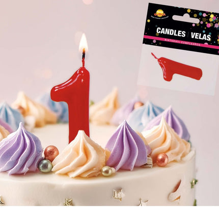 Rode Kaars 1 Jaar 5,5cm van Fiestas Guirca koop je bij Partywinkel