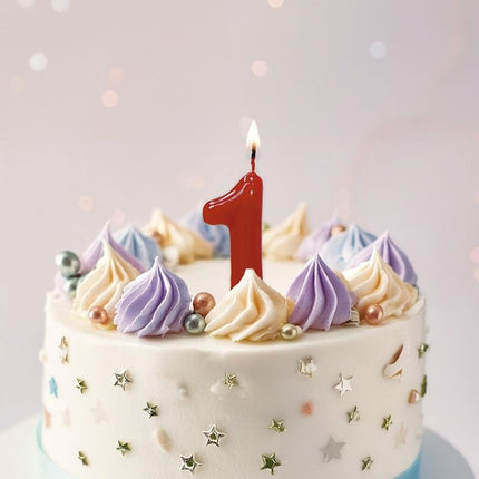 Rode Kaars 1 Jaar 5,5cm van Fiestas Guirca koop je bij Partywinkel