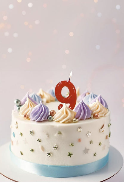 Rode Kaars 9 Jaar 5,5cm van Fiestas Guirca koop je bij Partywinkel