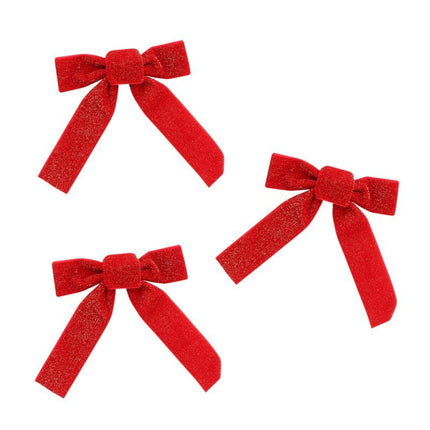 Rode Strik Fluweel 16cm 3st van CHAKS koop je bij Partywinkel