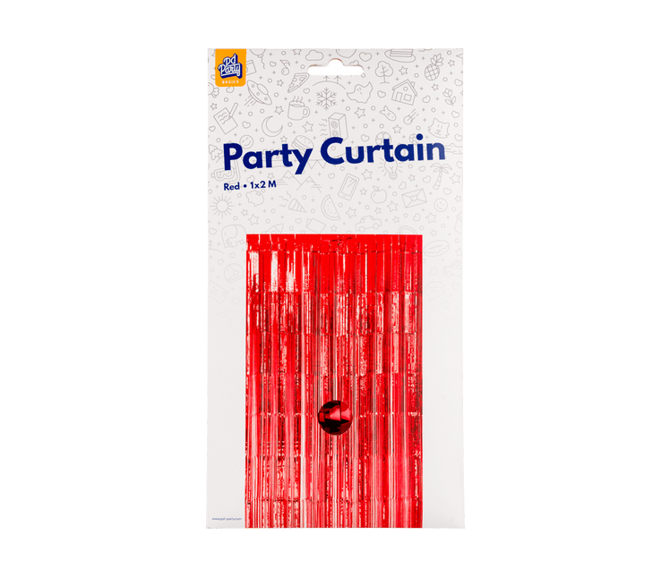 Rood Deurgordijn 2m - Partywinkel - 8716764236679