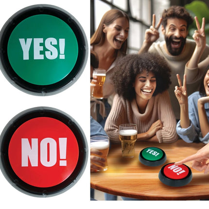 Rood Groene Button Yes! No! 9cm 2st - Partywinkel - 8434077272381