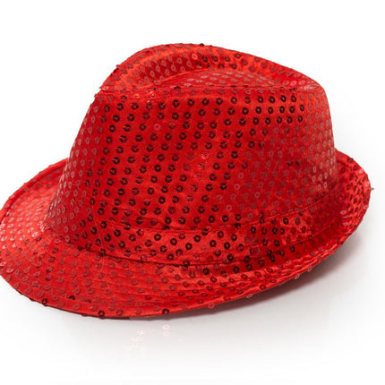 Rood Hoed Pailletten Met Licht van Partychimp koop je bij Partywinkel