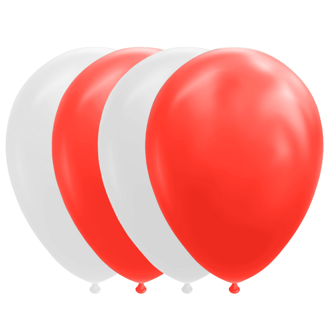 Rood Witte Ballonnen 30cm 10st van WeFiesta koop je bij Partywinkel