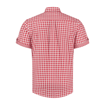 Rood Witte Blouse Heren Korte Mouw Geruit van Haus Huberts koop je bij Partywinkel