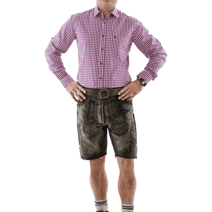 Rood Witte Blouse Heren Lange Mouw Krempelarm van Haus Huberts koop je bij Partywinkel